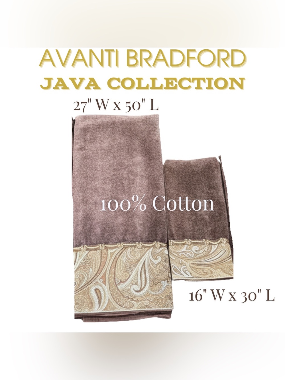 Avanti Bradford‎ Java Collection Bath Towels & Hand Towels Set - 2 Bath + 2 Hand - Picture 3 of 5